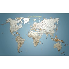 Детализированная настенная карта мира ДекорКоми из дерева