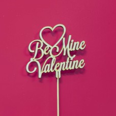 Топпер ДекорКоми из дерева, надпись на палочке Be Mine Valentine