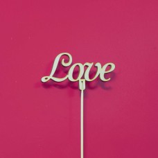 Топпер ДекорКоми из дерева, надпись на палочке Love